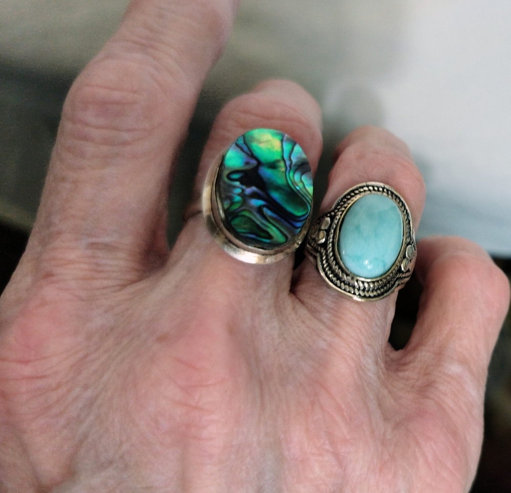 Abalone Steling Silver Ring Sx 7.5 - Picture 2 of 2